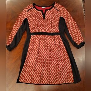 Eshakti 3X/24W Light Weight Long Sleeve, Knee Length Dress Red Black Gold